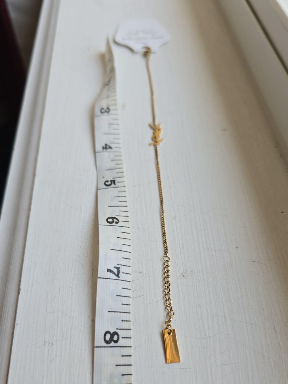 Gold Logo Tag and Slim Bar Braclet